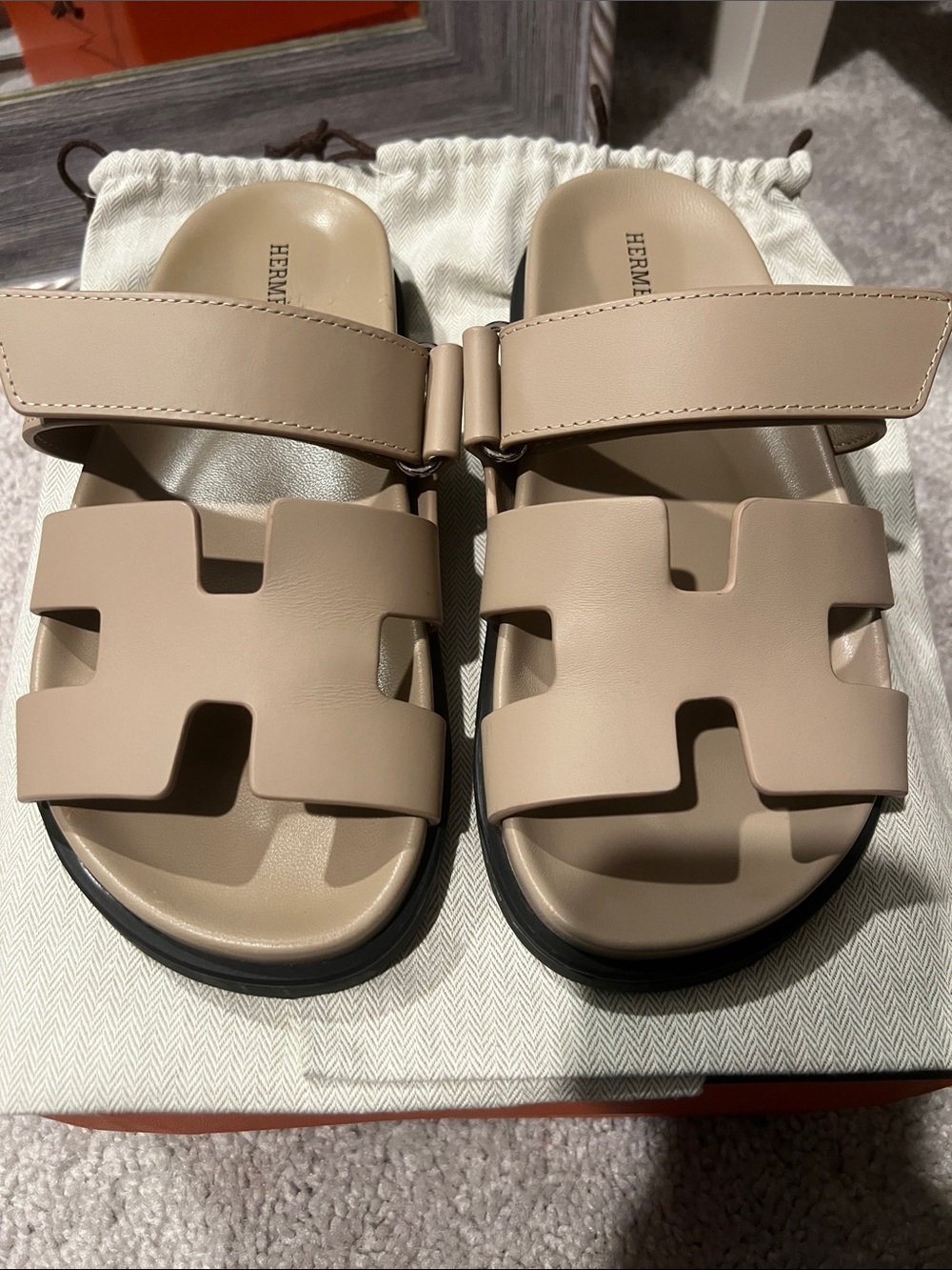 Hermès Beige chypre Slide Sandals